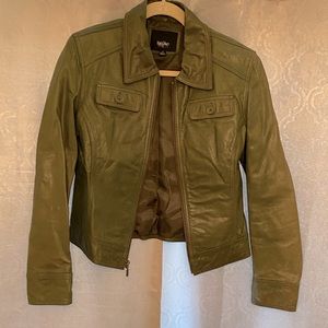 Hunter green leather jacket.